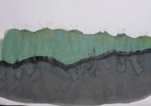 Inchiostro di China e pittura acrilica su carta Fabriano, 100x180cm circa