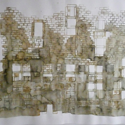 Quoi de nouveau sous le soleil? - Torri/rovine, 2009. Disegni all’inchiostro Ecoline su carta Murillo (100x150 cm).