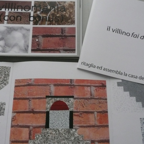 Archivio città, 2010. 6 libri-cofanetti (Villinomania, Homo Villinus, Lungomare, Proprietà pirata, Mobile City, Villaggio-vacanza). Con elementi pop-up e fascicoli stampati digitalmente (3x42x42 cm). 3 esemplari.