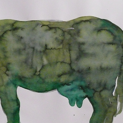 Transiti/Incroci - Flying Dutch Cows. Inchiostri ecoline su carta murillo (70x70cm circa).